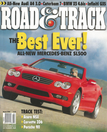 ROAD & TRACK 2002 MAR - G35, SUPER SEVEN, 427 COBRA